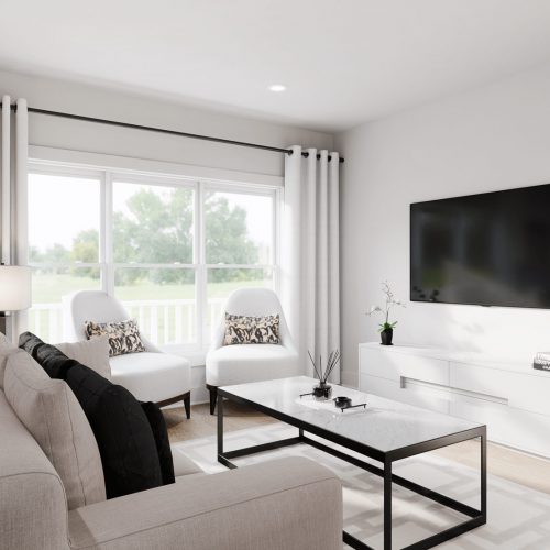 Effington Duets Luxury Homes for Sale in Charlotte Interior Living Room Rendering